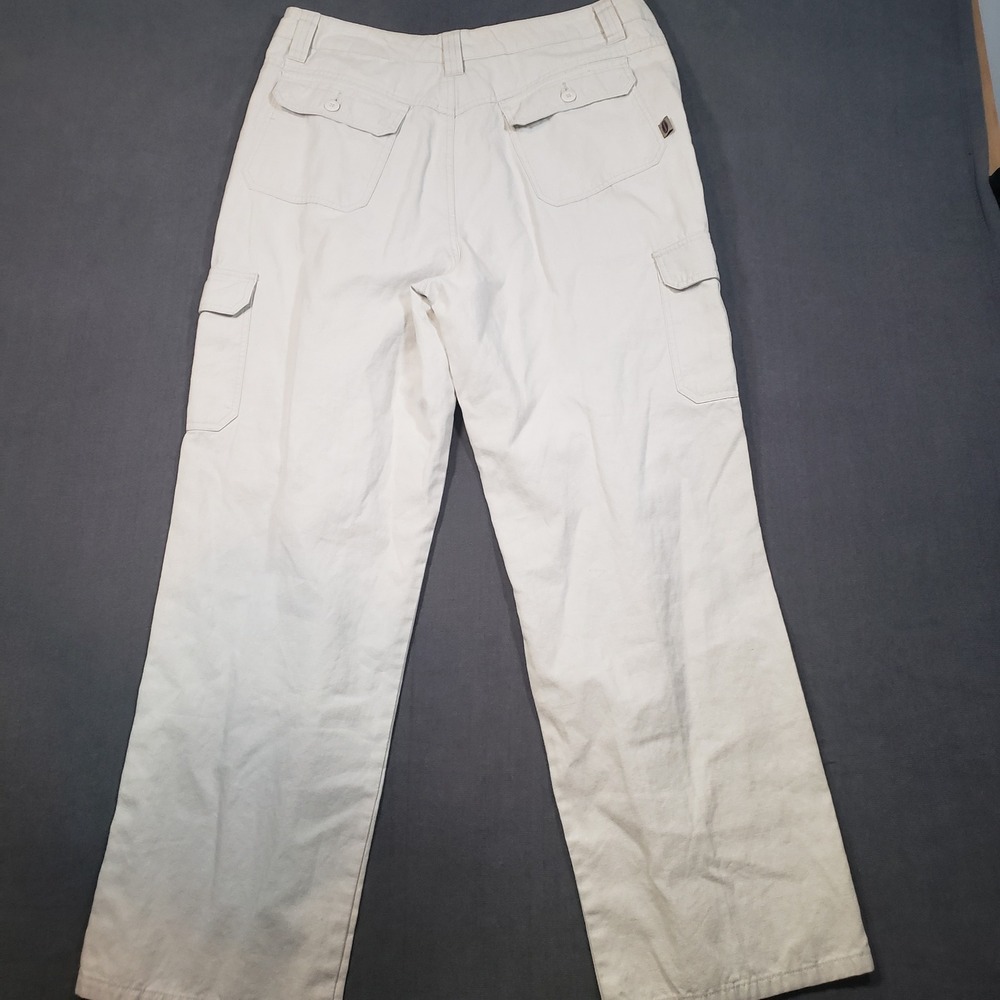 Route 66 Cargo Pants Womens 14 Cream Ramie Cotton Straight Leg Utility - Picture 2 of 9